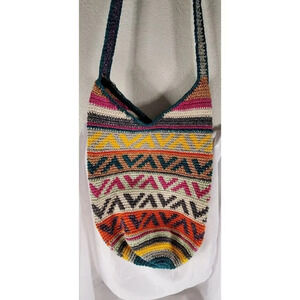 Bamboo Trading Company Cotton Woven Boho Bucket Bag geometric purse Hippie